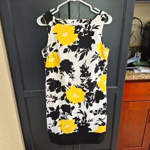 AB Studio Yellow and Black Floral Mini Dress